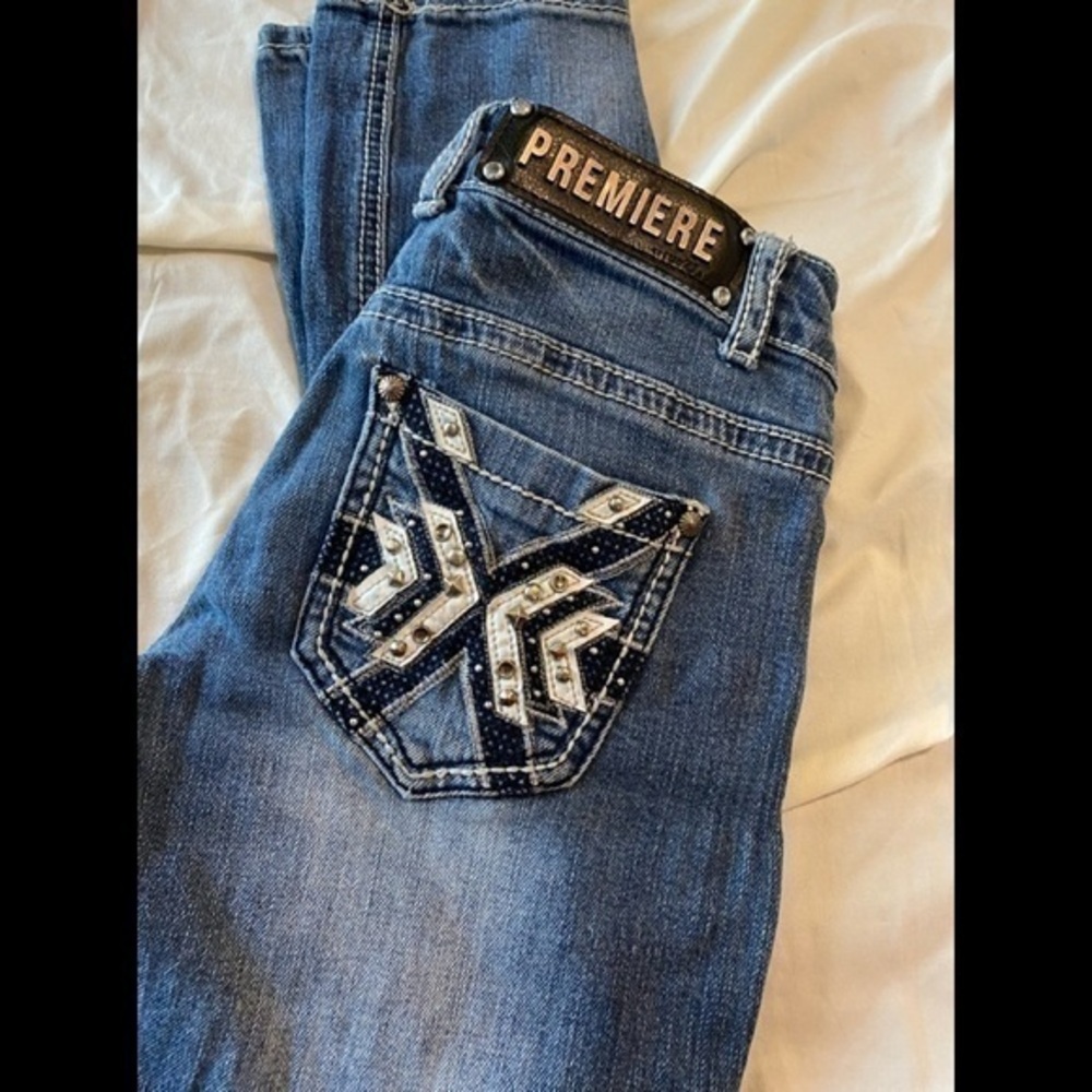 Premiere skinny jeans with jewel detail size 0